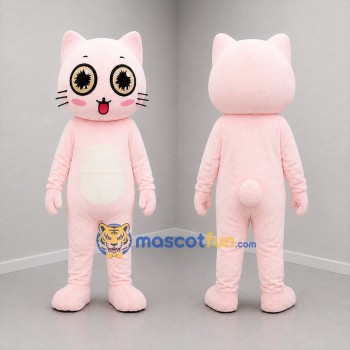 Custom Pink and White Cat Mascot Costume Adult Full Body Suit for Children's Events