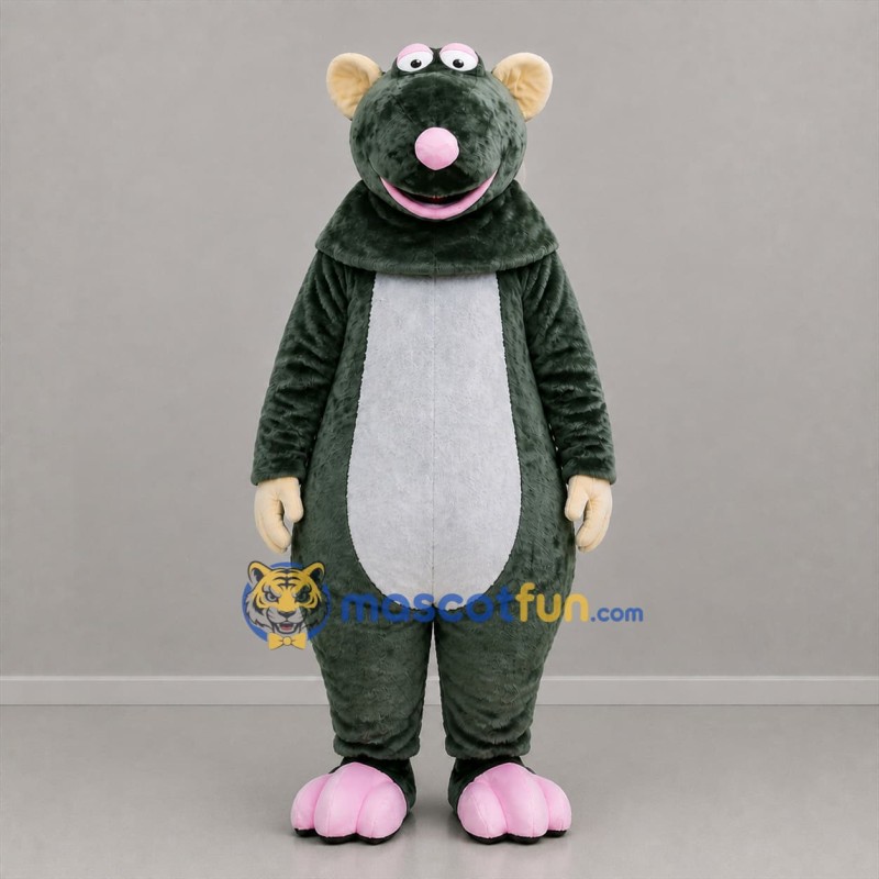 Custom Dark Gray and Pink Rat Mascot Costume Adult Full Body Suit for Halloween Events