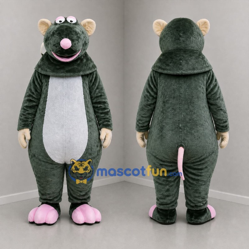 Custom Dark Gray and Pink Rat Mascot Costume Adult Full Body Suit for Halloween Events