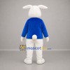 Custom White and Blue Formal Rabbit Mascot Costume Adult Full Body Suit for Easter Events