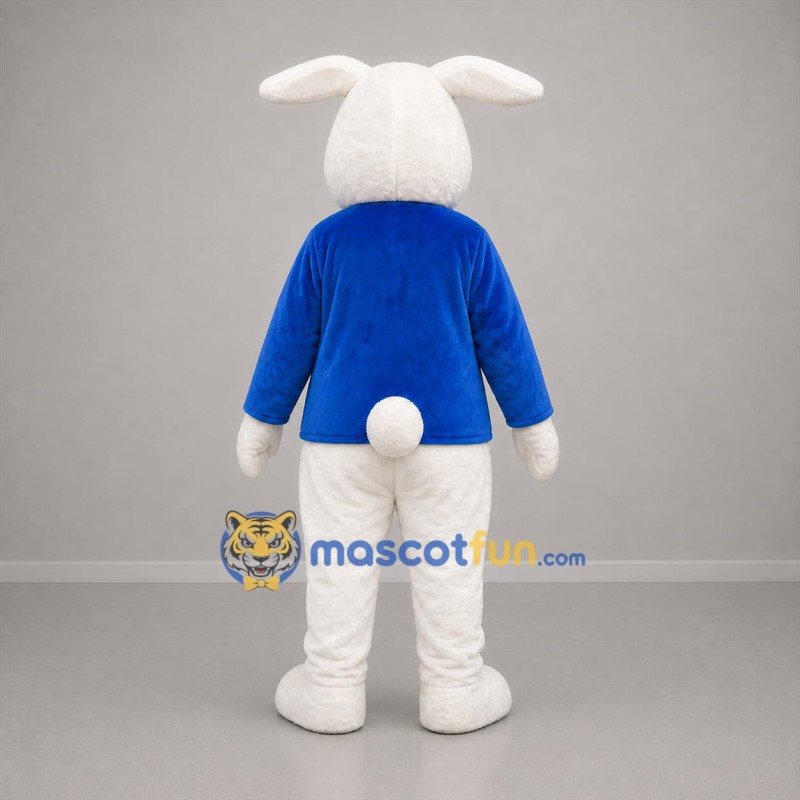 Custom White and Blue Formal Rabbit Mascot Costume Adult Full Body Suit for Easter Events