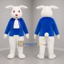 Custom White and Blue Formal Rabbit Mascot Costume Adult Full Body Suit for Easter Events