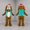 Custom Brown and Teal Christmas Dog Mascot Costume Adult Full Body Suit for Christmas Events