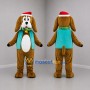 Custom Brown and Teal Christmas Dog Mascot Costume Adult Full Body Suit for Christmas Events