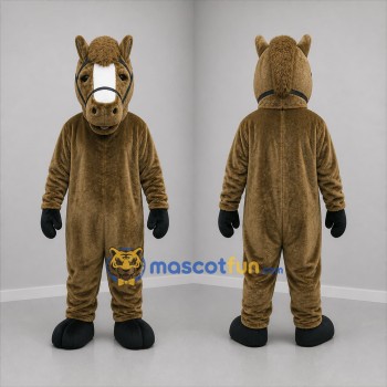Custom Brown and White Horse Mascot Costume Adult Full Body Suit for Farm Events