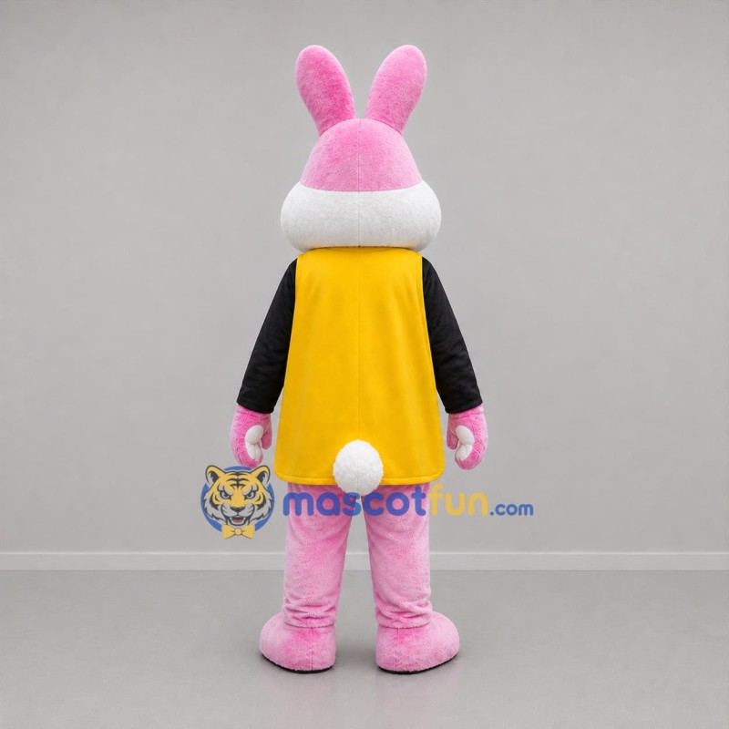 Custom Pink Black and Yellow Magician Rabbit Mascot Costume Adult Full Body Suit for Magic Shows