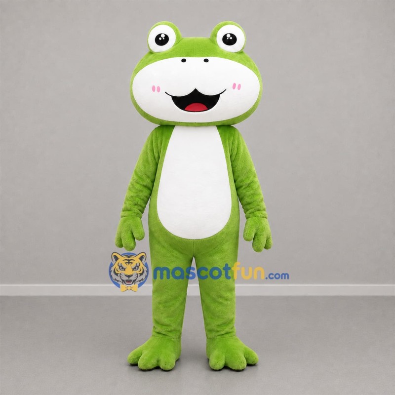 Custom Green and White Frog Mascot Costume Adult Full Body Suit for Nature Events
