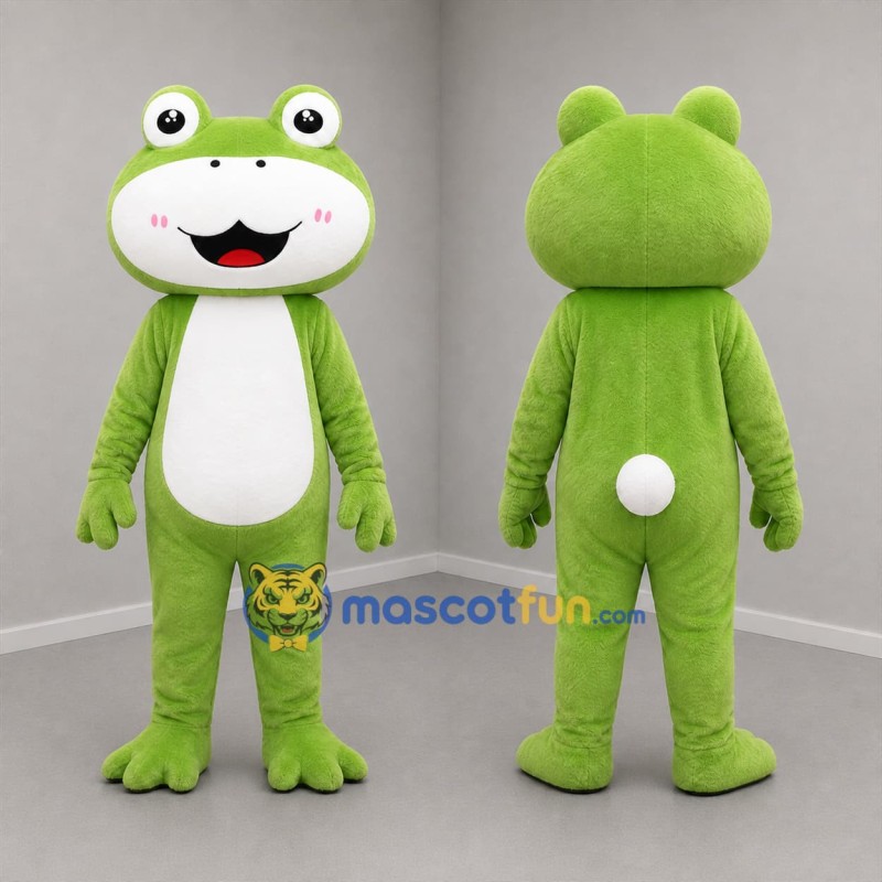 Custom Green and White Frog Mascot Costume Adult Full Body Suit for Nature Events
