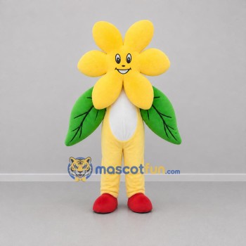 Custom Yellow and Green Flower Mascot Costume Adult Full Body Suit for Garden Events