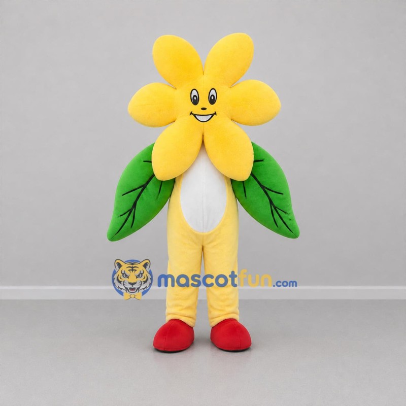 Custom Yellow and Green Flower Mascot Costume Adult Full Body Suit for Garden Events