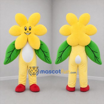 Custom Yellow and Green Flower Mascot Costume Adult Full Body Suit for Garden Events