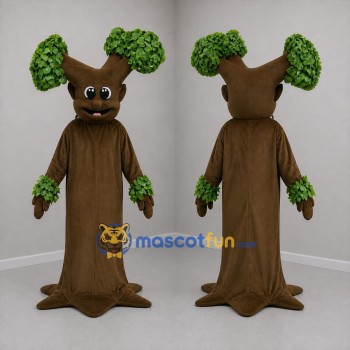 Custom Brown and Green Tree Mascot Costume Adult Full Body Suit for Environmental Events