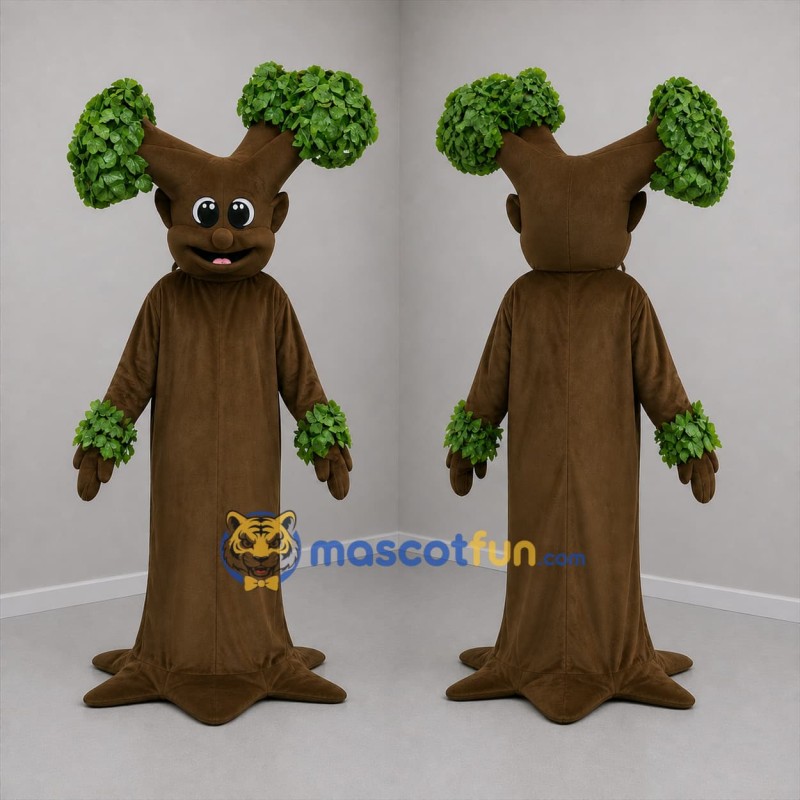 Custom Brown and Green Tree Mascot Costume Adult Full Body Suit for Environmental Events