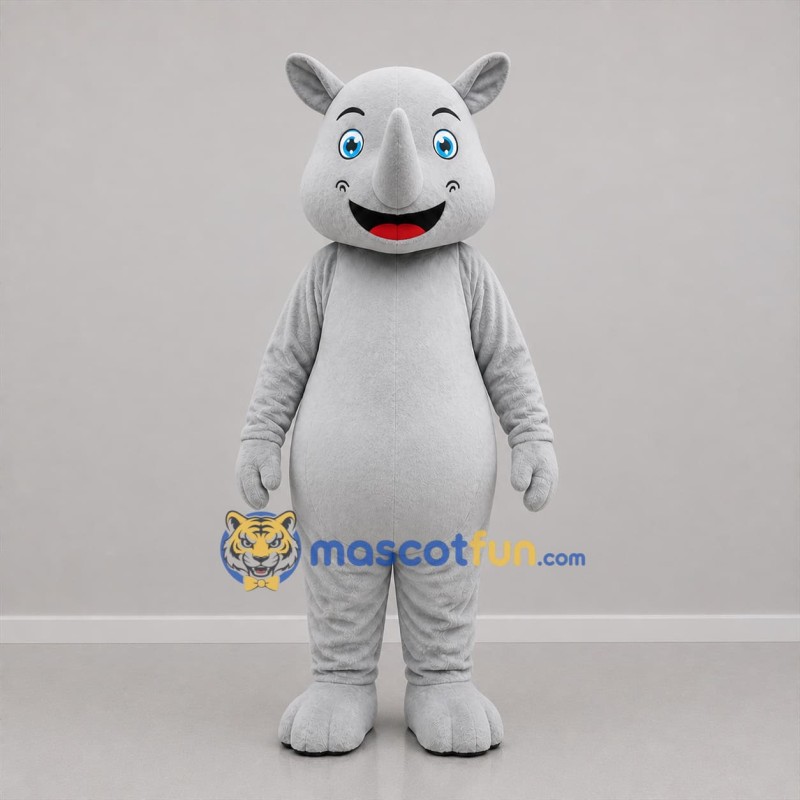 Custom Gray Rhino Mascot Costume Adult Full Body Suit for Zoo Events