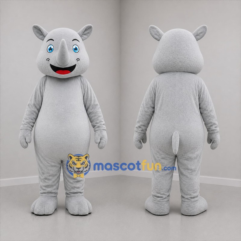 Custom Gray Rhino Mascot Costume Adult Full Body Suit for Zoo Events
