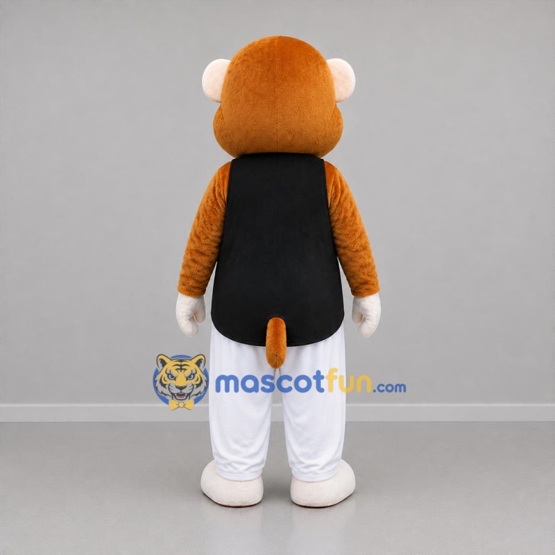 Custom Brown Black and White Monkey Mascot Costume Adult Full Body Suit for Children's Events