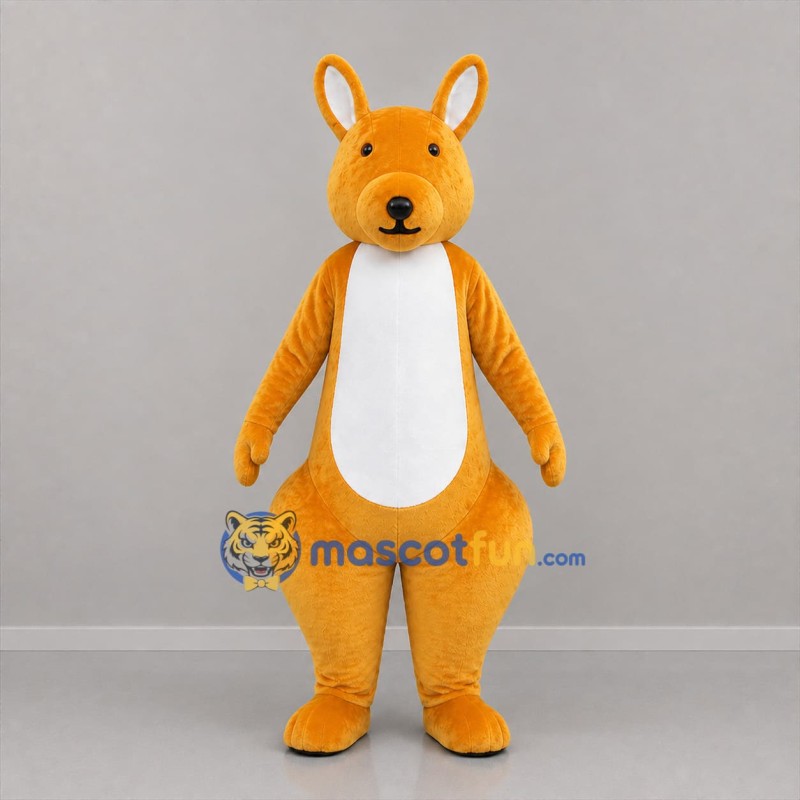 Custom Golden Brown and White Kangaroo Mascot Costume Adult Full Body Suit for Wildlife Events