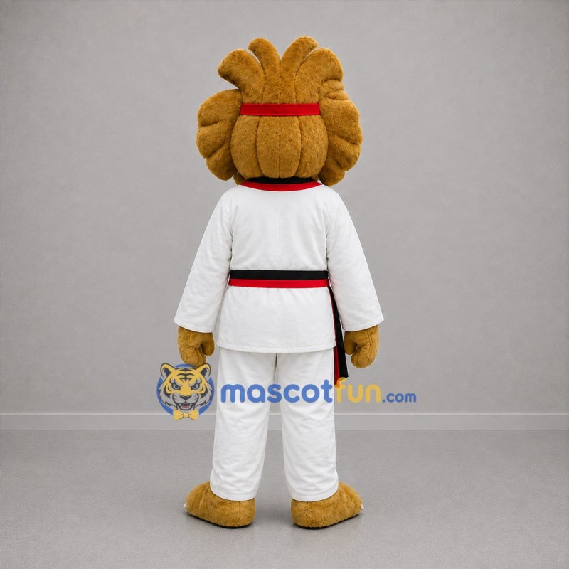 Custom Brown and White Martial Arts Lion Mascot Costume Adult Full Body Suit for Sports Events