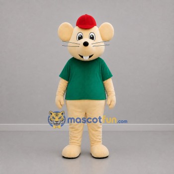 Custom Cream and Green Mouse Mascot Costume Adult Full Body Suit for Children's Events