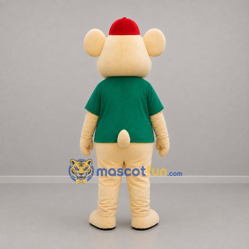 Custom Cream and Green Mouse Mascot Costume Adult Full Body Suit for Children's Events