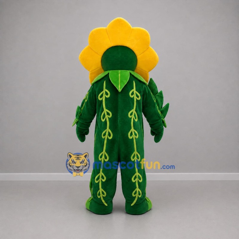 Custom Yellow and Green Flower Mascot Costume Adult Full Body Suit for Garden Events
