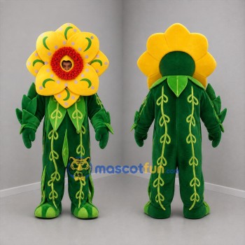 Custom Yellow and Green Flower Mascot Costume Adult Full Body Suit for Garden Events