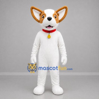 Custom White and Brown Dog Mascot Costume Adult Full Body Suit for Pet Events