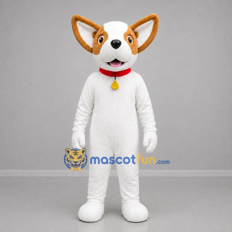 Custom White and Brown Dog Mascot Costume Adult Full Body Suit for Pet Events