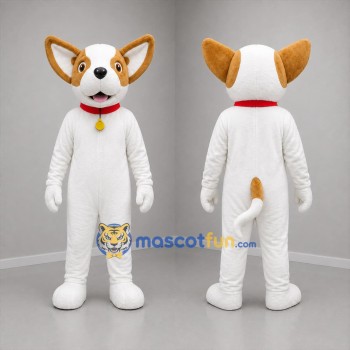 Custom White and Brown Dog Mascot Costume Adult Full Body Suit for Pet Events