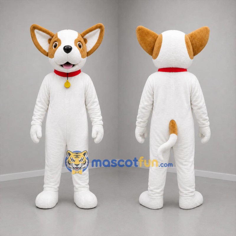 Custom White and Brown Dog Mascot Costume Adult Full Body Suit for Pet Events