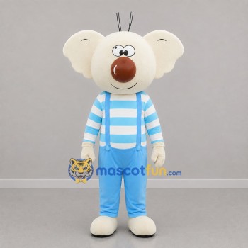 Custom Cream and Light Blue Koala Mascot Costume Adult Full Body Suit for Children's Events