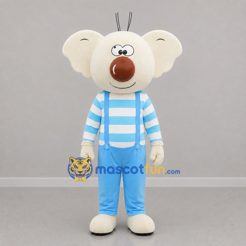 Custom Cream and Light Blue Koala Mascot Costume Adult Full Body Suit for Children's Events
