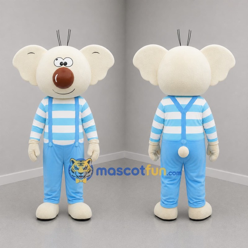 Custom Cream and Light Blue Koala Mascot Costume Adult Full Body Suit for Children's Events