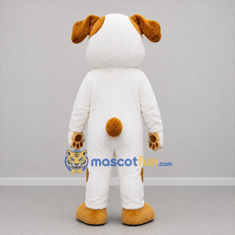 Custom White and Tan Puppy Mascot Costume Adult Full Body Suit for Pet Events