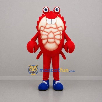Custom Red and Cream Crab Mascot Costume Adult Full Body Suit for Seafood Promotions