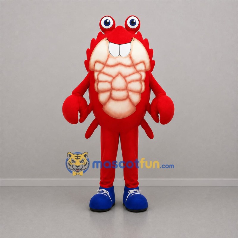 Custom Red and Cream Crab Mascot Costume Adult Full Body Suit for Seafood Promotions