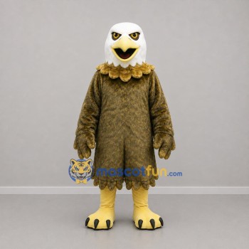 Custom Brown White and Yellow Bald Eagle Mascot Costume Adult Full Body Suit for Wildlife Events