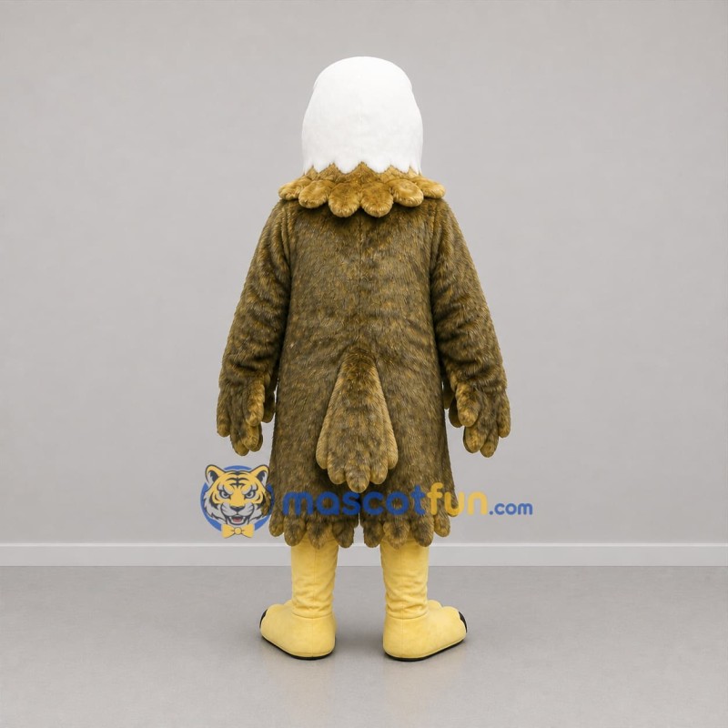 Custom Brown White and Yellow Bald Eagle Mascot Costume Adult Full Body Suit for Wildlife Events