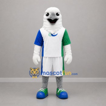 Custom White Blue and Green Eagle Mascot Costume Adult Full Body Suit for Sports Events
