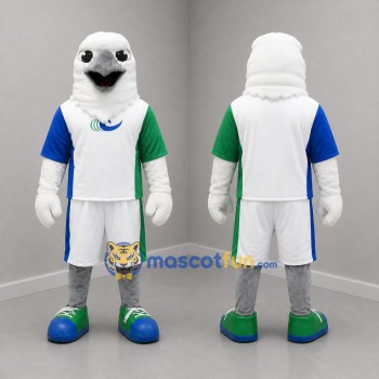 Custom White Blue and Green Eagle Mascot Costume Adult Full Body Suit for Sports Events