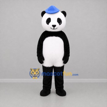 Custom Black White and Blue Panda Mascot Costume Adult Full Body Suit for Children's Events