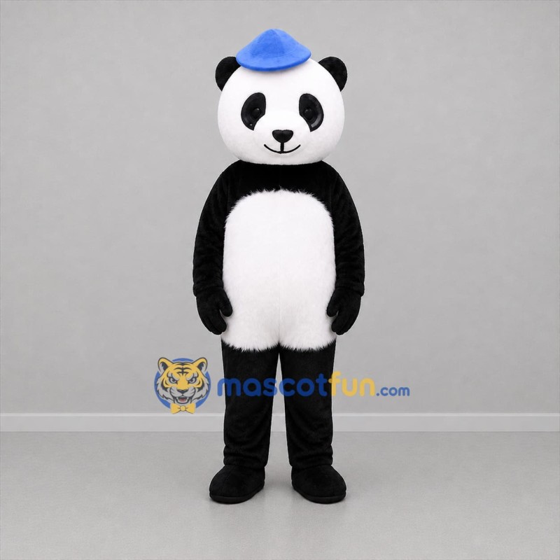 Custom Black White and Blue Panda Mascot Costume Adult Full Body Suit for Children's Events