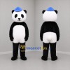 Custom Black White and Blue Panda Mascot Costume Adult Full Body Suit for Children's Events