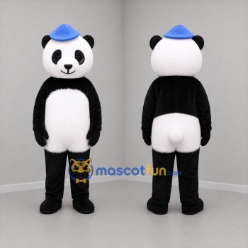 Custom Black White and Blue Panda Mascot Costume Adult Full Body Suit for Children's Events
