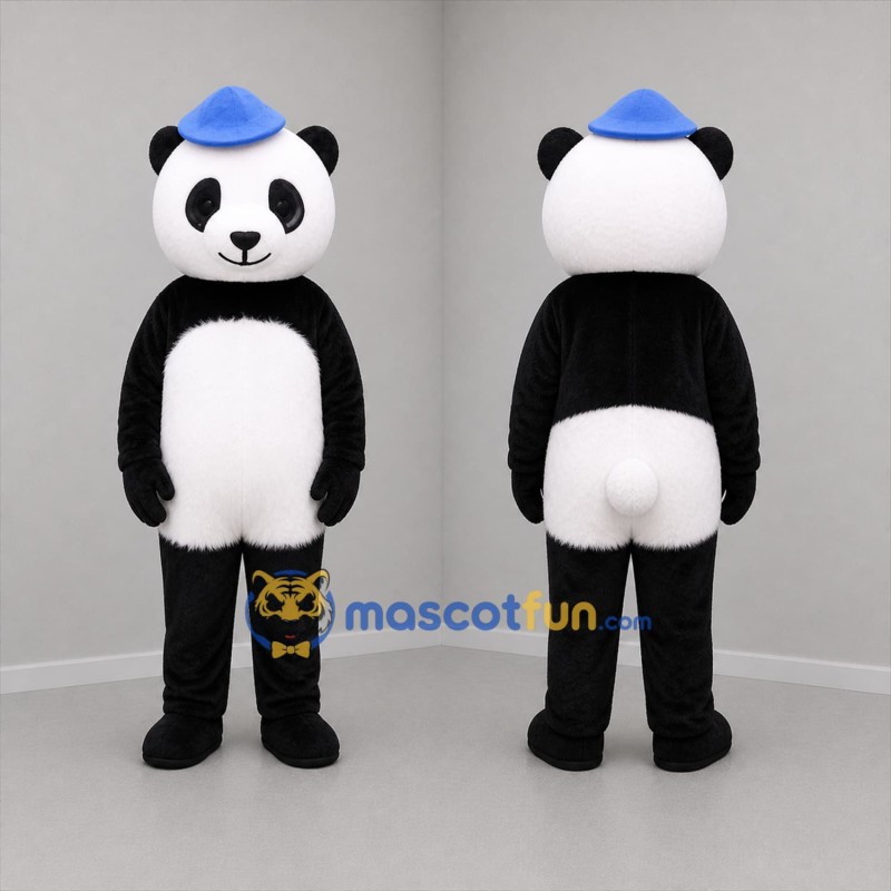 Custom Black White and Blue Panda Mascot Costume Adult Full Body Suit for Children's Events