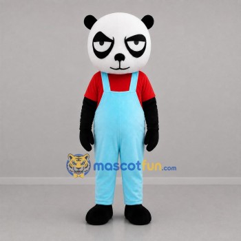 Custom Black White and Light Blue Panda Mascot Costume Adult Full Body Suit for Children's Events