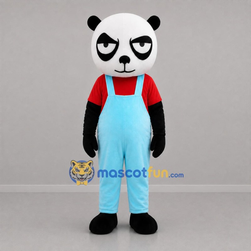 Custom Black White and Light Blue Panda Mascot Costume Adult Full Body Suit for Children's Events