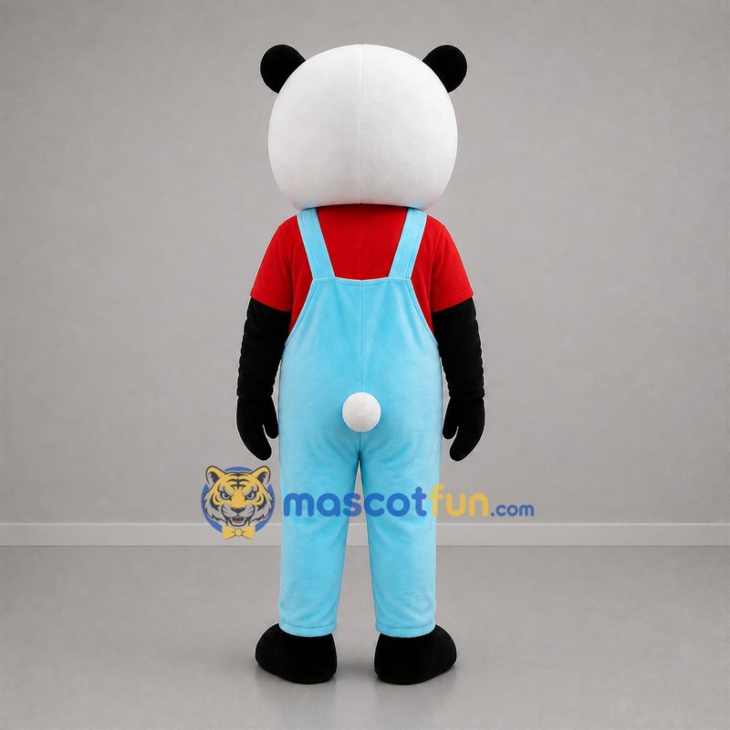 Custom Black White and Light Blue Panda Mascot Costume Adult Full Body Suit for Children's Events
