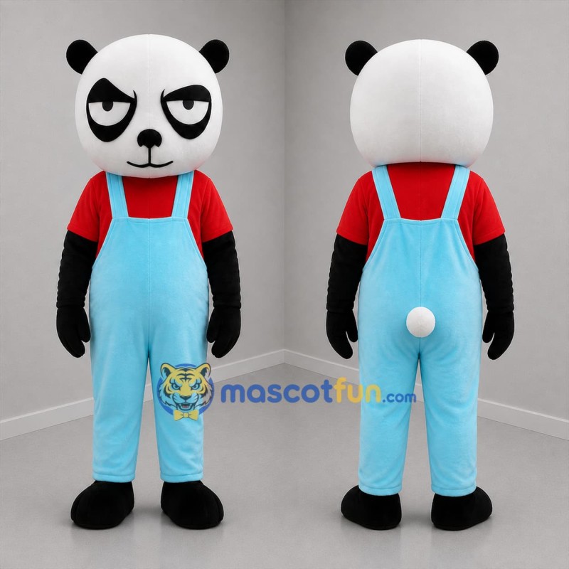 Custom Black White and Light Blue Panda Mascot Costume Adult Full Body Suit for Children's Events