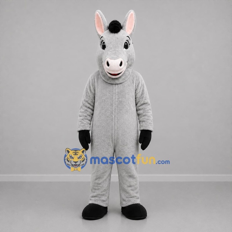 Custom Gray and Black Donkey Mascot Costume Adult Full Body Suit for Farm Events